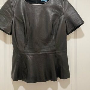 ANTONIO MELANI Black Leather Short Sleeve Top